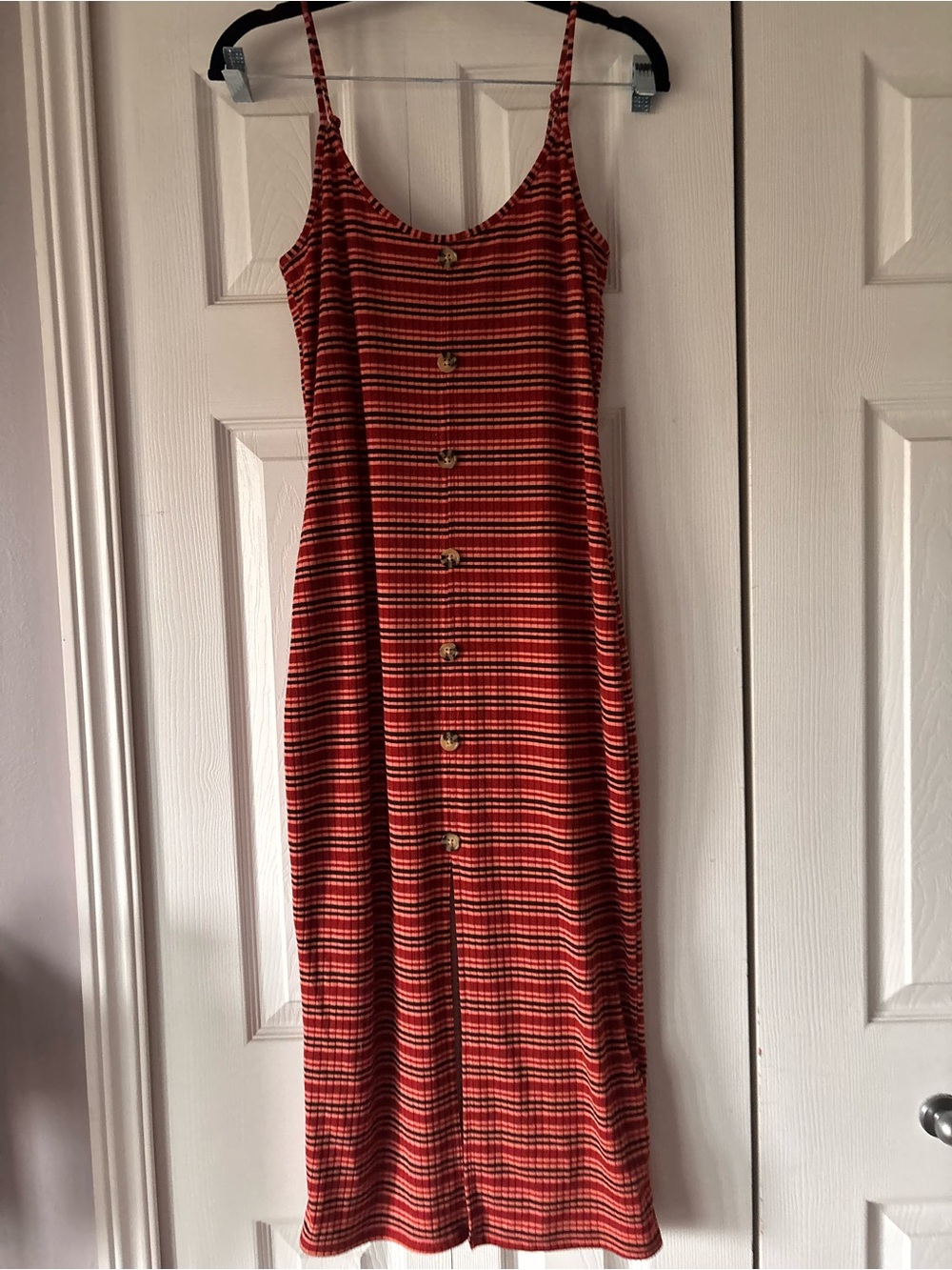Target Red Striped Button-Front maxi Dress